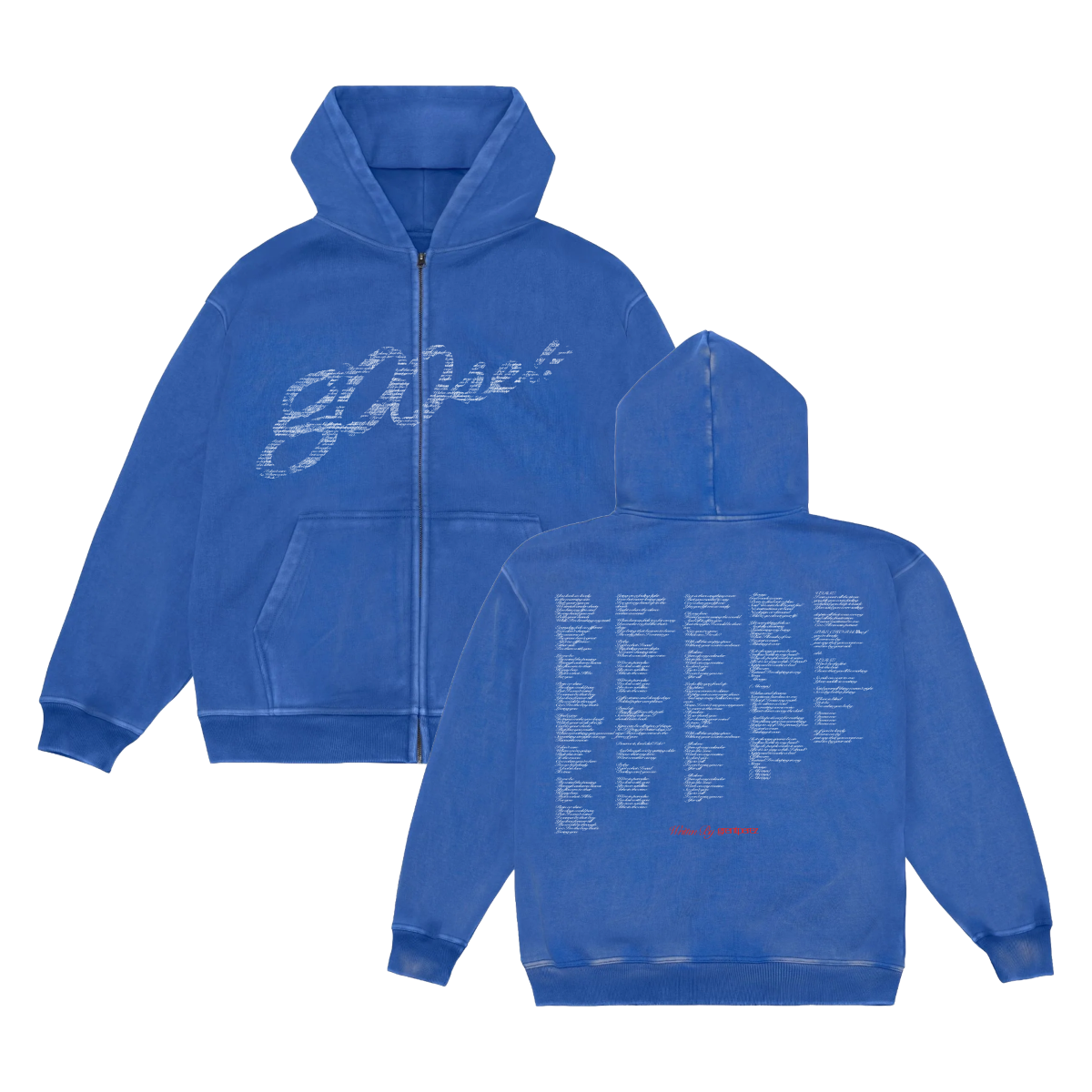 g00se Blue Zip Up Lyric Hoodie
