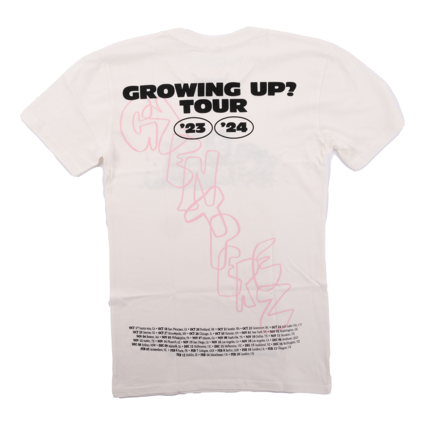 grentperez GROWING UP? TOUR T-SHIRT - WHITE